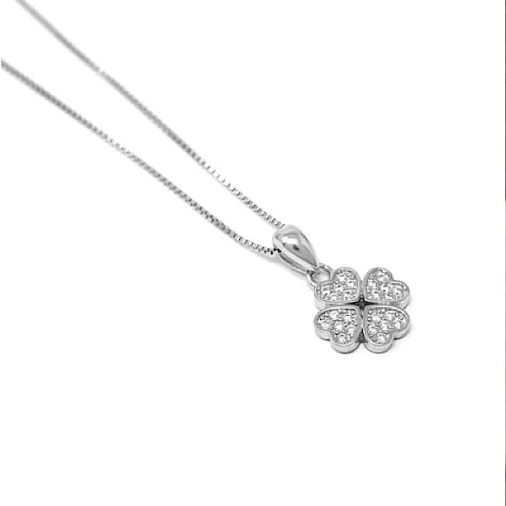 Baublebar White GP Stainless Steel Four Leaf Clover Pendant 18" Chain Necklace - Picture 4 of 13